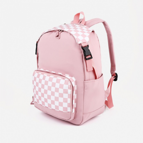 Рюкзак на молнии, 5 наружных карманов, цвет розовый
