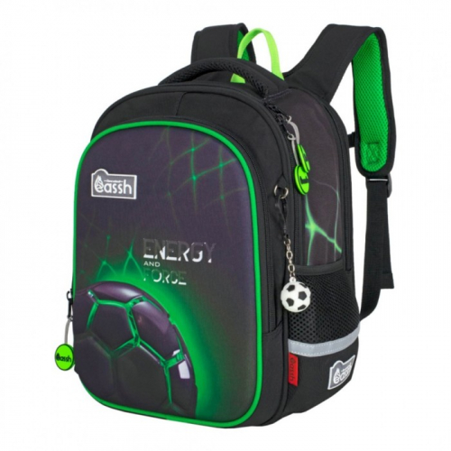 Рюкзак школьный 37 х 28 х 13 см, Across 557, чёрный/зелёный CS23-557-1