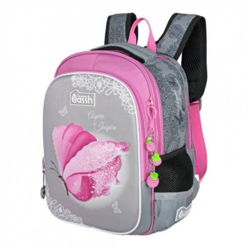 Рюкзак школьный 37 х 28 х 13 см, Across 557, серый/розовый CS23-557-8