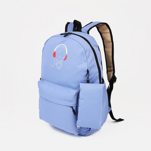 Рюкзак на молнии, 3 наружных кармана, кошелёк, цвет сиреневый