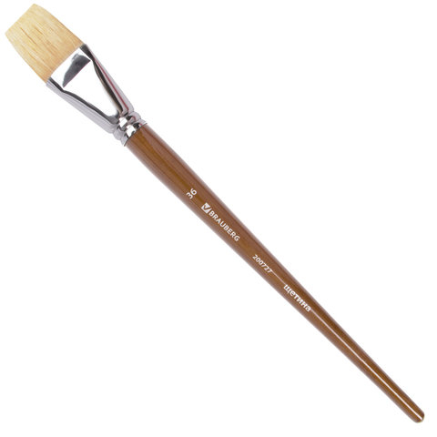 Кисть художественная профессиональная BRAUBERG ART “CLASSIC“, щетина, плоская, № 36, длинная ручка