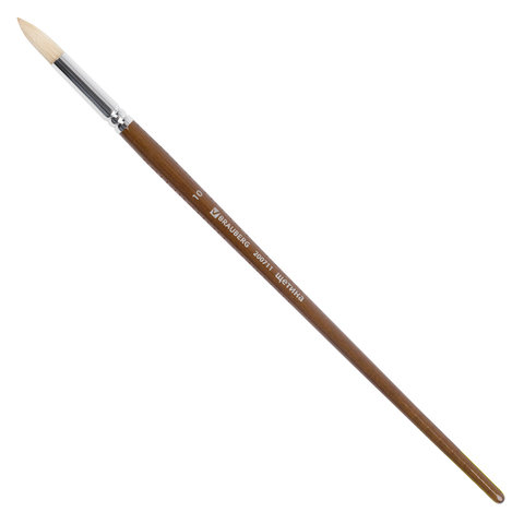 Кисть художественная профессиональная BRAUBERG ART “CLASSIC“, щетина, круглая, № 10, длинная ручка