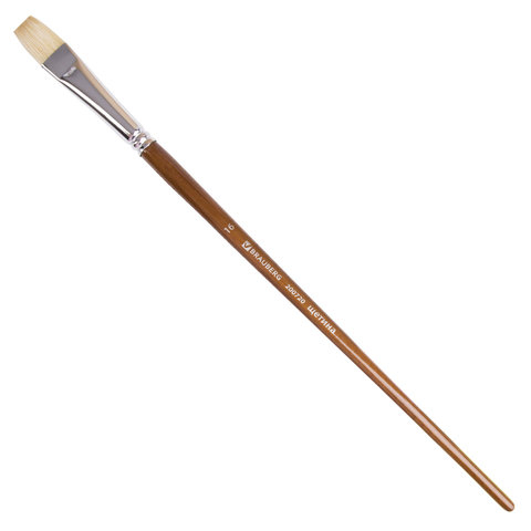 Кисть художественная профессиональная BRAUBERG ART “CLASSIC“, щетина, плоская, № 16, длинная ручка