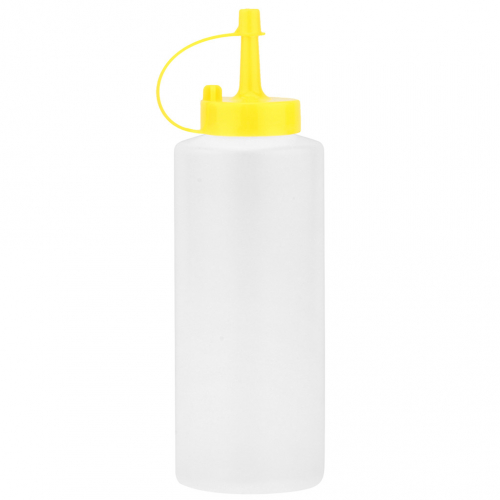 Бутылка для масла и соуса пластмассовая 380мл, д6см h19см, цветная пластмассовая крышка с колпачком в ассортименте: белый, желтый, салатовый, красный, бирюзовый (Китай)