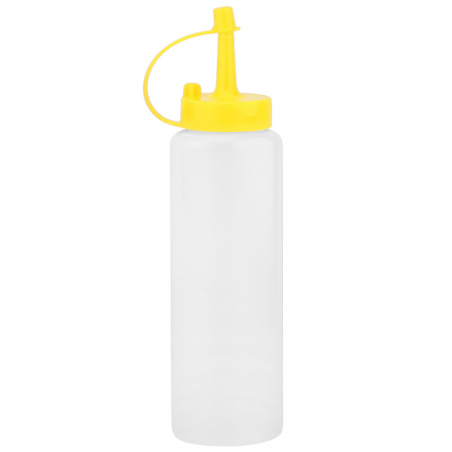 Бутылка для масла и соуса пластмассовая 250мл, д5см h18,5см, цветная пластмассовая крышка с колпачком в ассортименте: белый, желтый, салатовый, красный, сиреневый, бирюзовый (Китай)