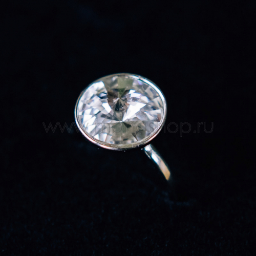 Кольцо Чародейка с белым кристаллом Swarovski