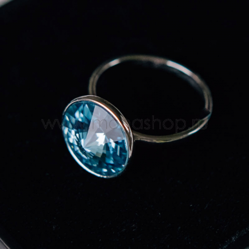 Кольцо Чародейка с голубым кристаллом Swarovski