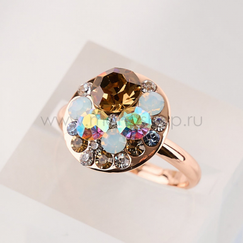 Кольцо Конфетти с кристаллами Swarovski цвета шампань
