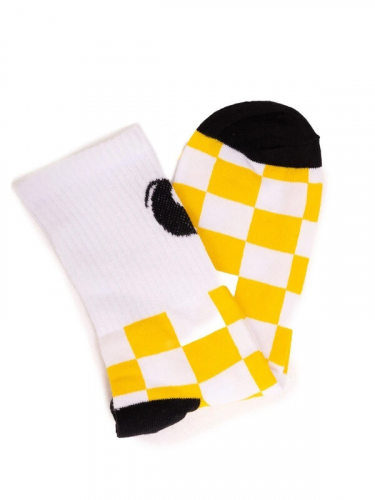 Носки для мальчика желто-белая клетка/черный 