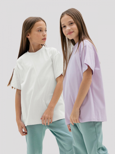 102624_OLG Комплект (футболка (2шт.)) для девочки сиреневый//белый (вар.1)