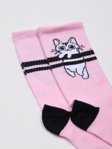 102512_OAG Носки для девочки н.розовый +принт ",котята