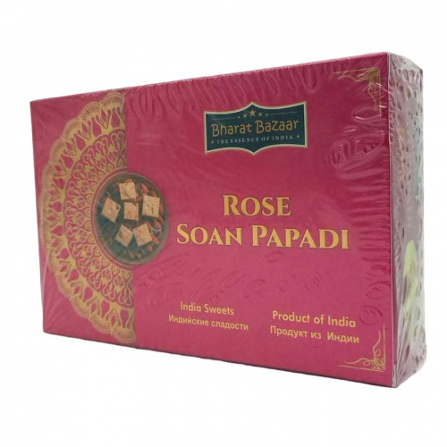 Bharat Bazaar Сладости Соан Папди со вкусом Розы Soan Papadi Rose 250г