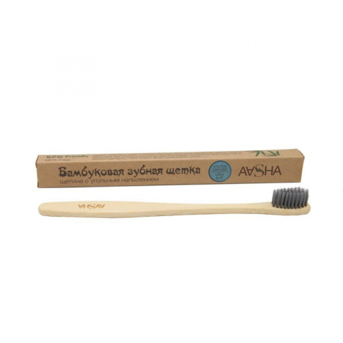AASHA Бамбуковая зубная щетка  ультра мягкая щетина с угольным напылением 1шт