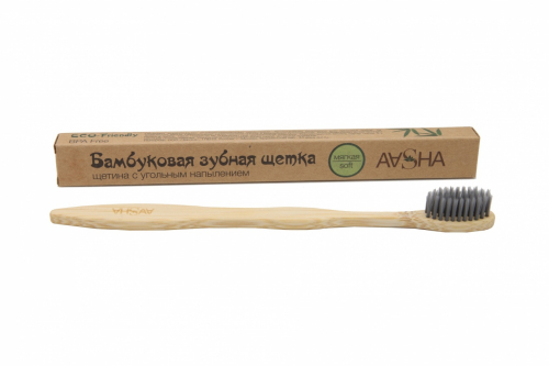 AASHA HERBALS Bamboo toothbrush Бамбуковая зубная щетка мягкая щетина с угольным напылением 1шт