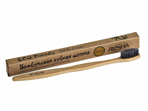 AASHA HERBALS Bamboo toothbrush Бамбуковая зубная щетка  ультра средняя щетина с угольным напылением 1 шт
