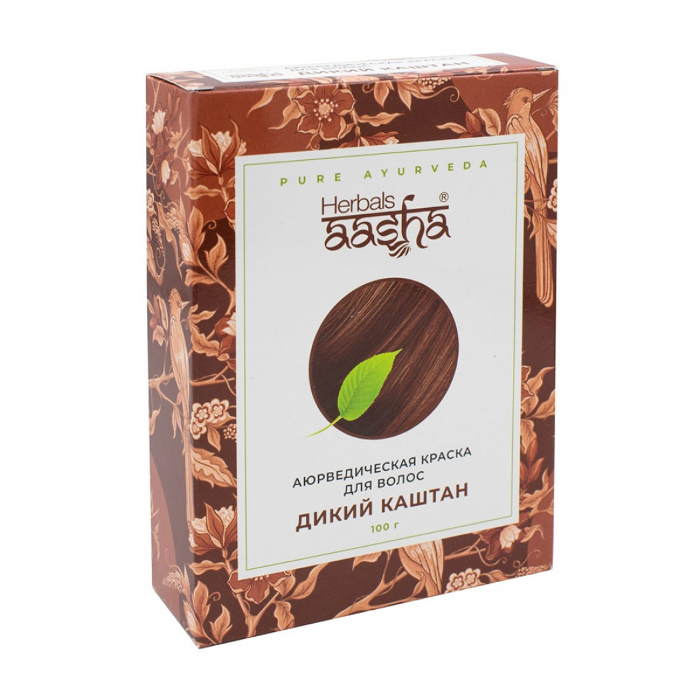 AASHA HERBALS Ayurvedic hair dye Wild chestnut аюрведическая краска для волос Дикий каштан 100г