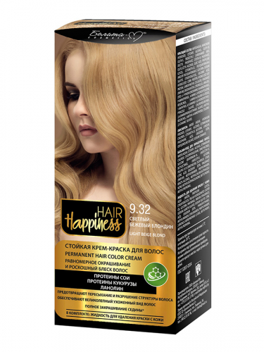 Hair Happiness Крем-краска д/волос аммиачная №9.32 бежевый блондин