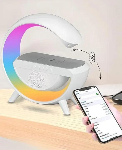 Настольная Bluetooth колонка с зарядным устройством LED Wireless Charging Speaker