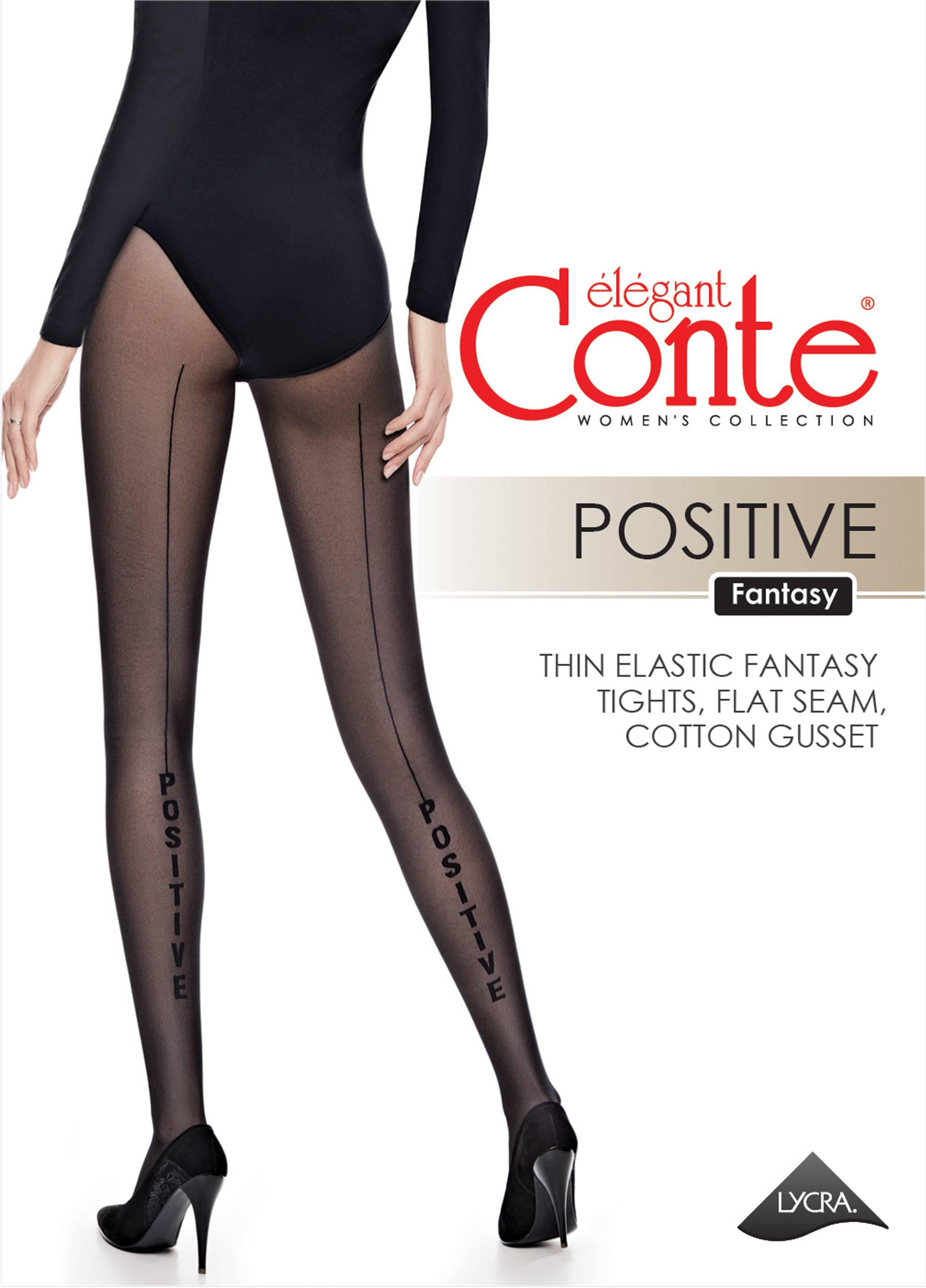 Колготки женские CONTE POSITIVE Колготки с имитацией шва сади и надписью