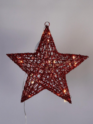 Новогодняя декорация звезда с подсветкой 40 см красная