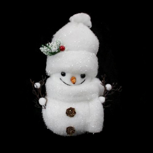 Новогодняя декорация снеговик с блестками 30 см белый