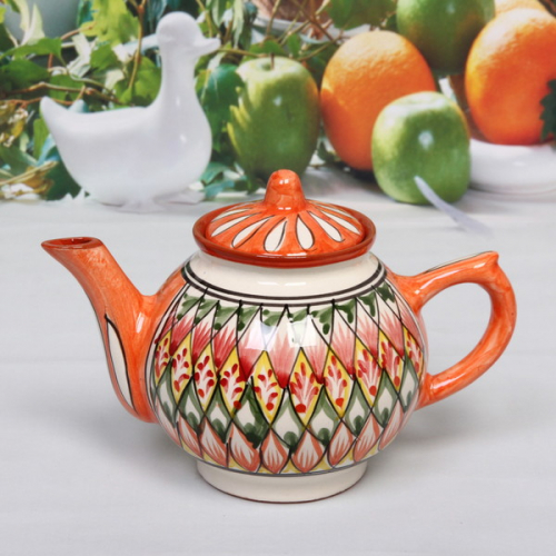 Чайник 1л оранжевый Риштанская Керамика