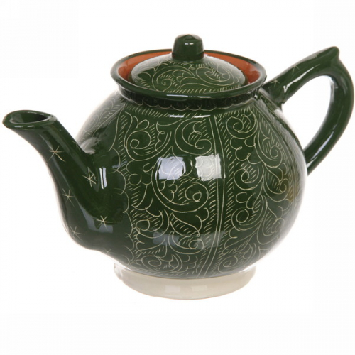 Чайник 1л зеленый Риштанская керамика