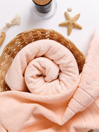 Полотенце махровое жак. Сахара, 50х85, арт. ASAH50-85, 500 гр/м2, 53001-Персик