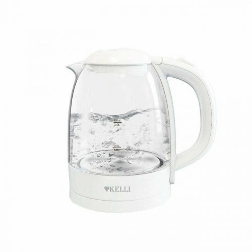 Чайник Kelli KL-1386 стекло БЕЛЫЙ обьем 1.0л (8) оптом