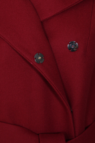 Шерстяное пальто с капюшоном Булгаков, винное. Арт.527