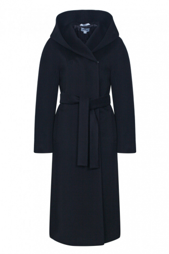Шерстяное пальто с капюшоном Булгаков, черное. Арт.527