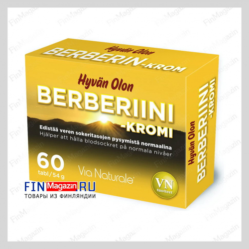 Витамины берберин Hyvän Olon Berberiini-Kromi 60 таблеток Via Naturale