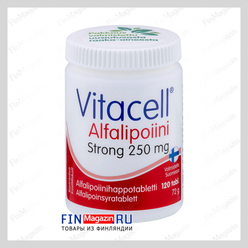 Альфа-липоевая кислота Vitacell Alfalipoiini Strong 250 mg 120 таблеток Hankintatukku