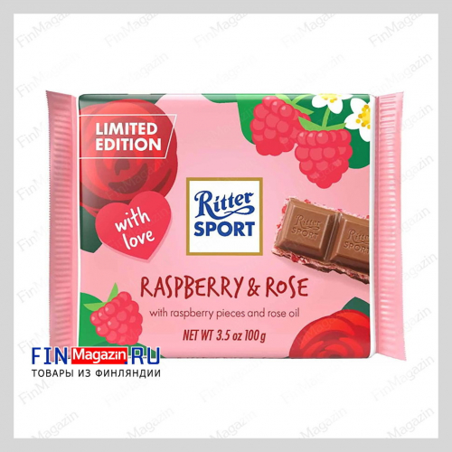 Ritter Sport молочный шоколад с малиной и розой 100 гр
