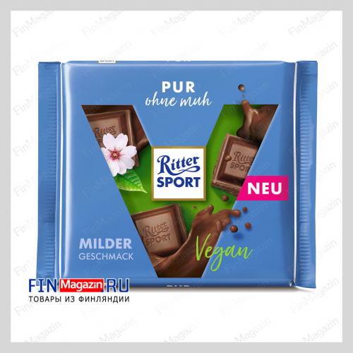 Шоколад веганский Ritter Sport Pur ohne Muh без добавок 100 гр