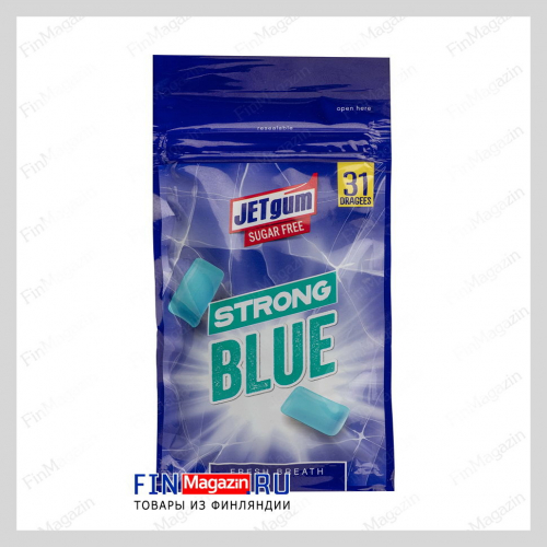 Жевательная резинка без сахара JETgum 31шт STRONG BLUE 45 гр