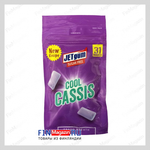 Жевательная резинка без сахара JETgum 31шт Cool CASSIS 45 гр