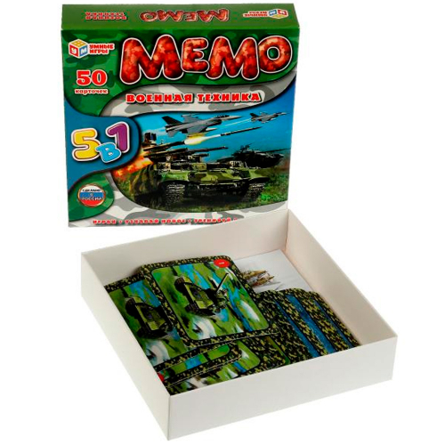 Игра Умка Мемо.Карточная игра.50 карточек Военная техника.5 в 1 4680107994158  /50/ в Нижнем Новгороде