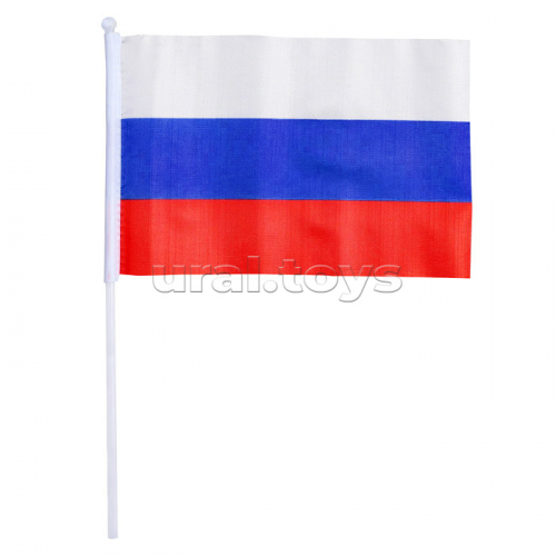 Флаг триколор РФ шёлк 30х45см (пластмассовое древко)