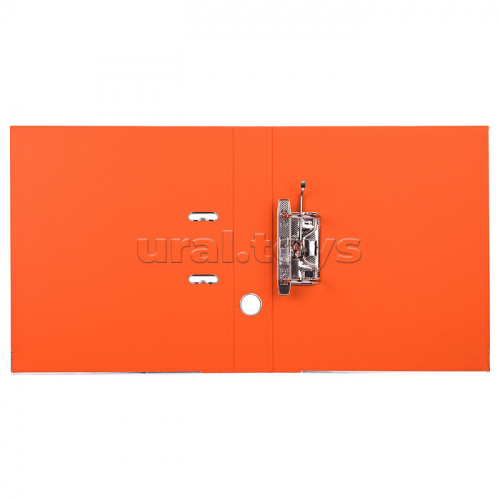 Папка с арочным механизмом A4 50 мм PP двусторонний разобранная, металлическая окантовка, запечатка форзаца, наварной карман с этикеткой, оранжевая