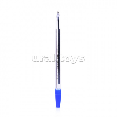 Ручка шариковая d=0,7 мм, прозрачный корпус, сменный стержень, индивидуальная маркировка, синяя