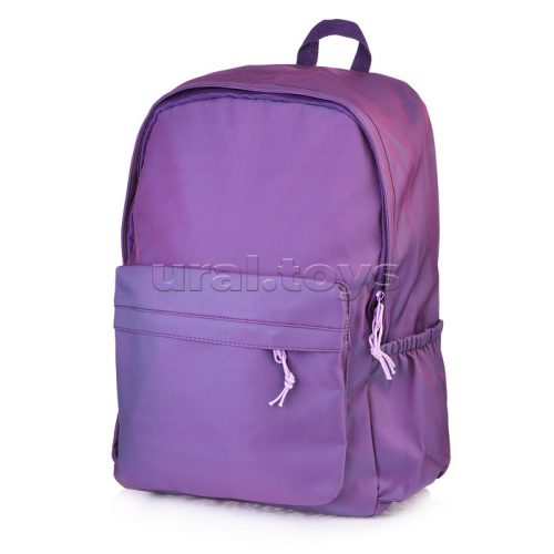 Рюкзак женский, 1 отделение, накладной карман, цвет фиолетовый металлик с эффектом хамелеона