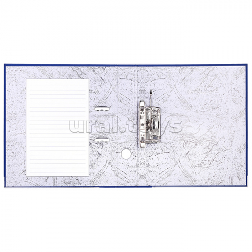 Папка с арочным механизмом A4 50 мм PP разобранная, металлическая окантовка, запечатка форзаца, наварной карман с этикеткой, синяя