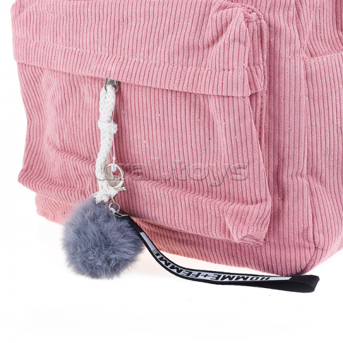 Рюкзак подростковый, 1 отделение, накладной карман, брелок, вельветовый материал, персиковый