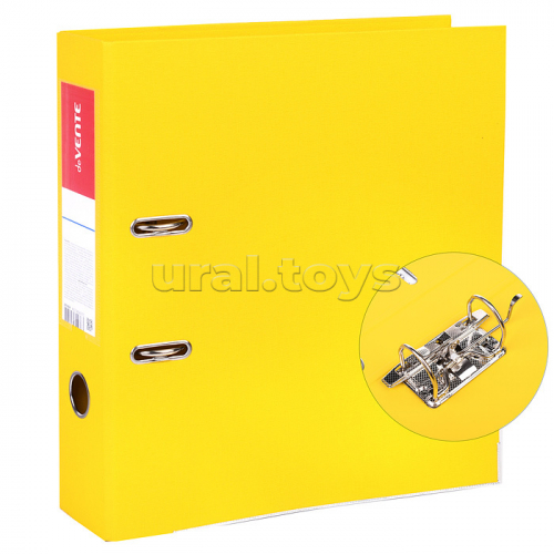 Папка с арочным механизмом A4 75 мм PP двусторонний разобранная, металлическая окантовка, запечатка форзаца, наварной карман с этикеткой, желтая