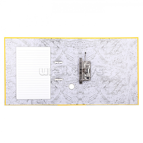 Папка с арочным механизмом A4 50 мм PP разобранная, металлическая окантовка, запечатка форзаца, наварной карман с этикеткой, желтая