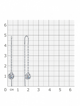 12-1593 Серьги с фианитом родированные серебро 925*