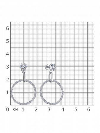 12-1409 Серьги с фианитом родированные серебро 925*