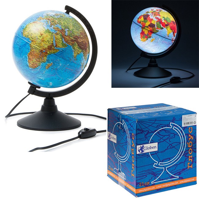 Глобус физико-политич. 210мм К012100089 классик подсветка в Нижнем Новгороде