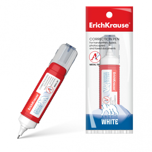 Ручка-корректор ErichKrause Arctic white, 12мл (в пакете по 1 шт.)